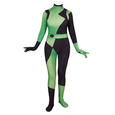 Kim Possible Shego Jumpsuit Zentai Costumi Cosplay Carnevale Halloween