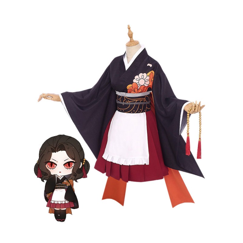 Demon Slayer: Kimetsu No Yaiba Kibutsuji Muzan Kimono Maid Dress Set Costumi Cosplay Halloween