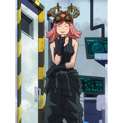 My Hero Academia Cosplay Hatsume Mei Gilet in poliestere nero Pantaloni Guanti Costumi Cosplay