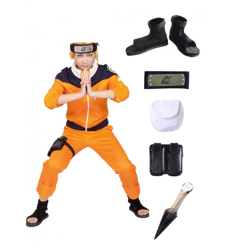 Comics Naruto Uzumaki Naruto Set completo con accessori per scarpe Costumi Cosplay Carnevale