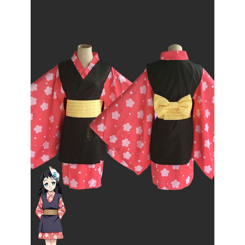 Costume Carnevale Makomo Demon Slayer: Kimetsu No Yaiba Red Kimono Cosplay Set Costumi Cosplay Halloween