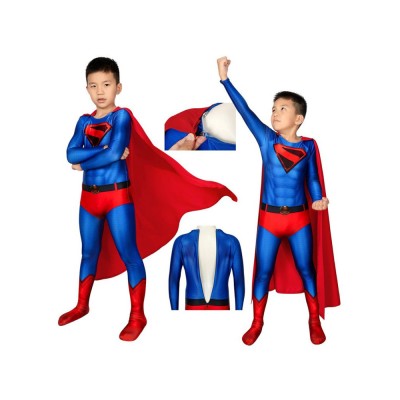 Costumi cosplay di Superman blu royal Lycra Spandex Catsuits Zentai DC Comics Costumi Cosplay Carnevale