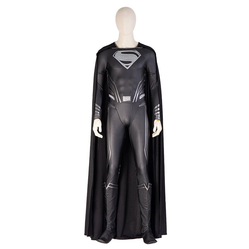 Black Superman Poliestere Black DC Comics completo Costumi Cosplay Halloween
