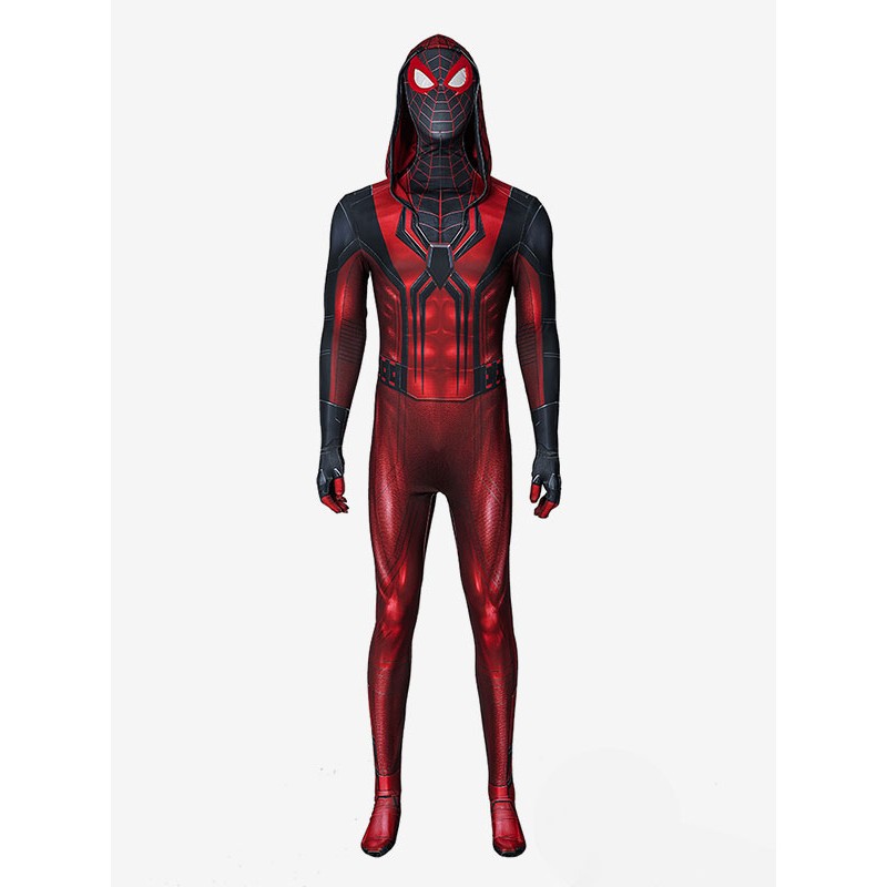 SpiderMan Cosplay Miles Morales Crimson Cowl Cosplay Suit Carnevale Halloween