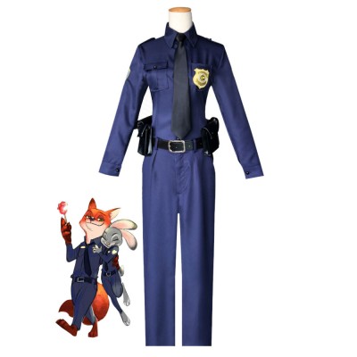 Costume Carnevale Zootopia Nick Wilde Fox polizia Costumi Cosplay Halloween