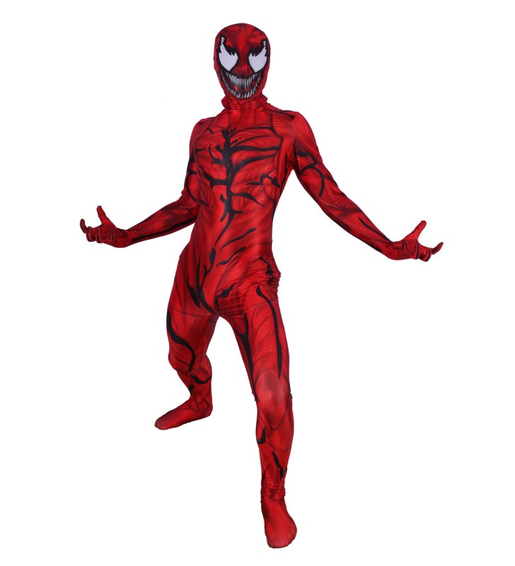 Marvel Spider Man Carneficina Cosplay Red Jumpsuit fibra di poliestere Marvel Costume Comics Halloween