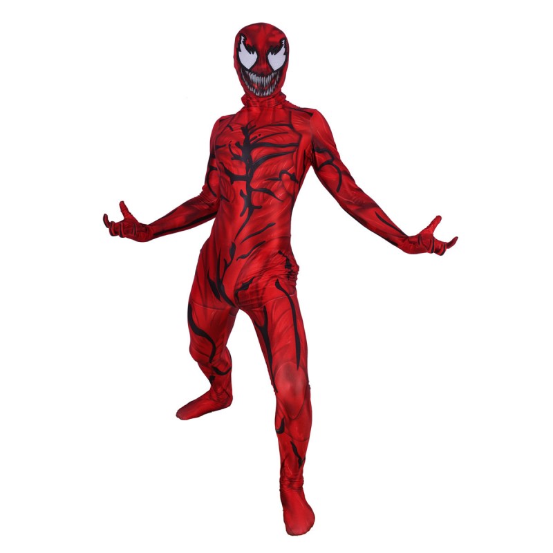 Marvel Spider Man Carneficina Cosplay Red Jumpsuit fibra di poliestere Marvel Costume Comics Halloween