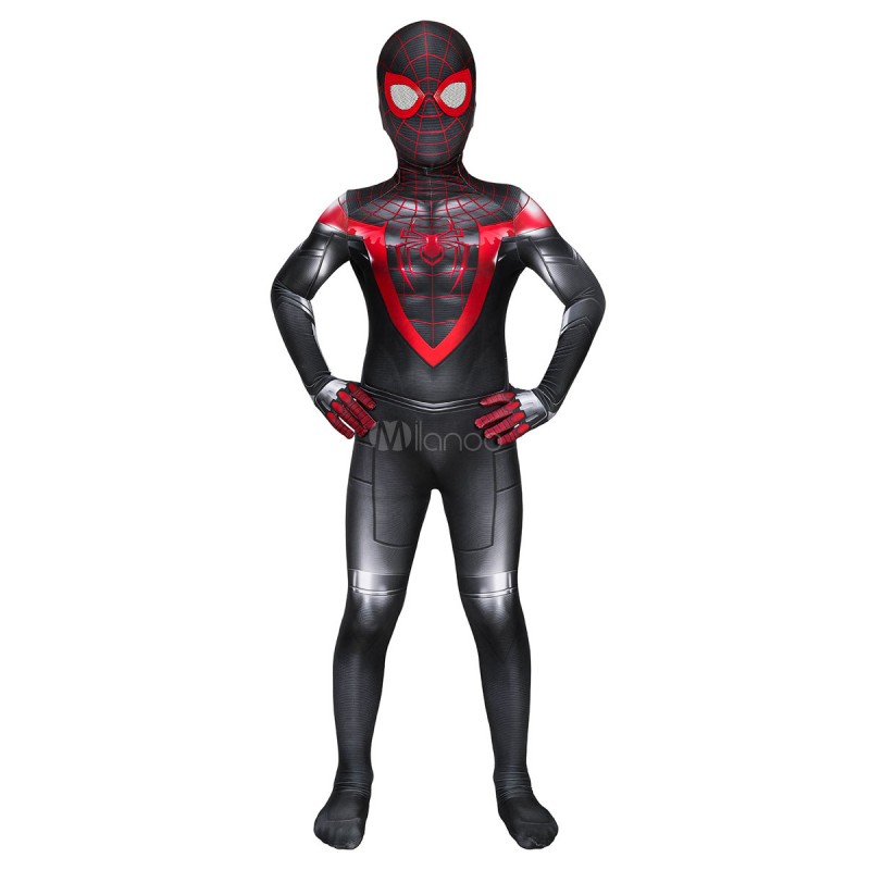 Marvel Spider Man Into The Spider Verse Miles Kids Zentai di Costumi Cosplay Carnevale Halloween