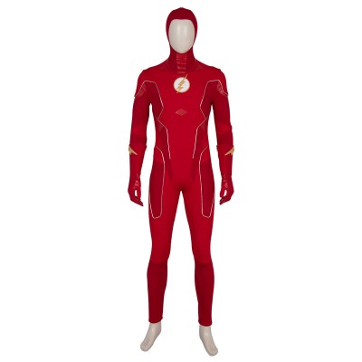 Flash Cosplay Lycra Spandex PU in pelle rossa Cappuccio DC Comics Costumi Cosplay Halloween