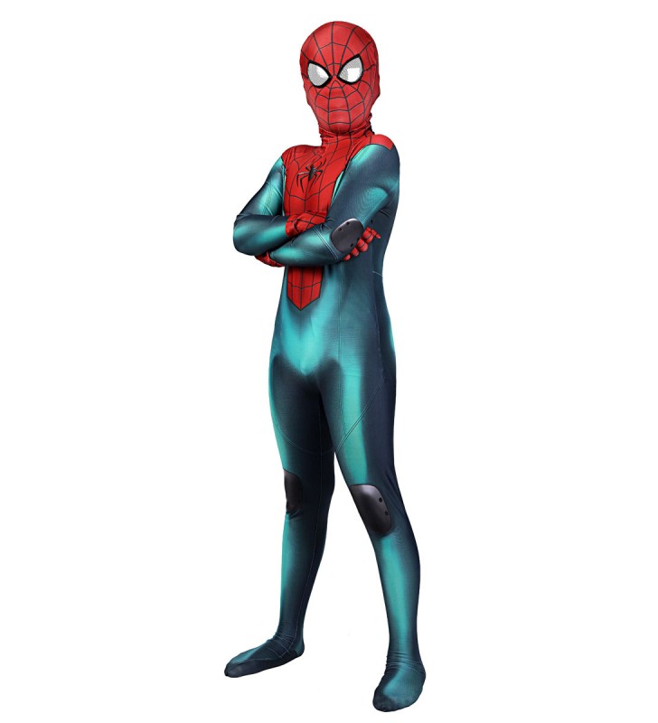 Tuta Cosplay Spiderman per bambini Green Red Lycra Spandex Tangsuit MARVEL Film Costumi Cosplay Carnevale Halloween