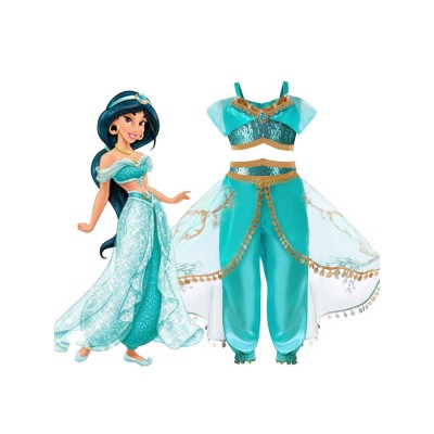 Disney Cartoon Costume Aladdin Princess Jasmine Kid Costume di Halloween