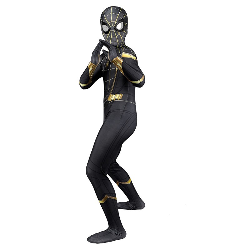 Tuta cosplay Spiderman per bambini Tuta in spandex di lycra nera di film Marvel Costumi Cosplay Carnevale Halloween