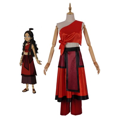 Avatar Legend Of Korra Katara Red Costumi Cosplay Carnevale Halloween