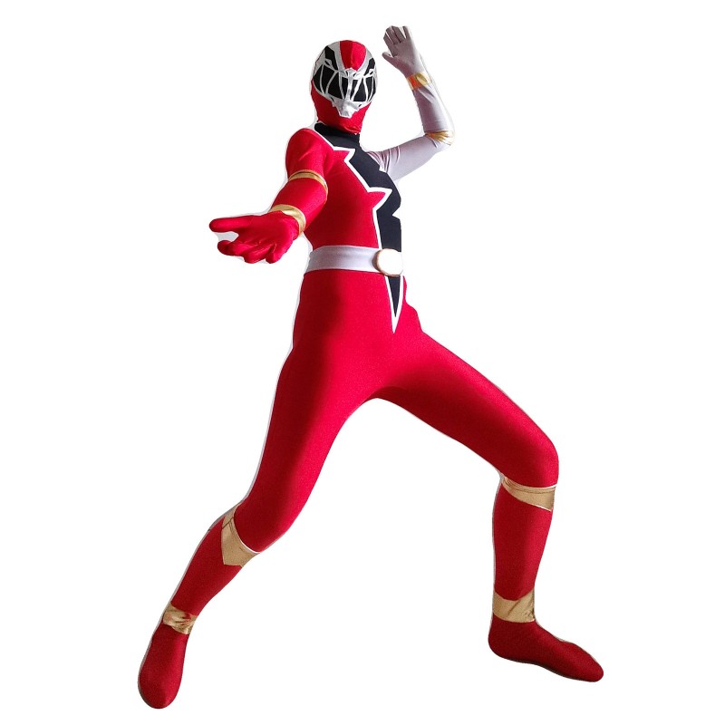 Power Rangers Il Gead Red Ranger Team Leader Lycra Spandex TV Drama Set Costumi Cosplay Carnevale