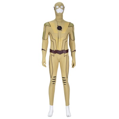 Flash Cosplay Il flash beige Polyester in ecopelle Set di cuoio DC Comics Costumi Cosplay Halloween