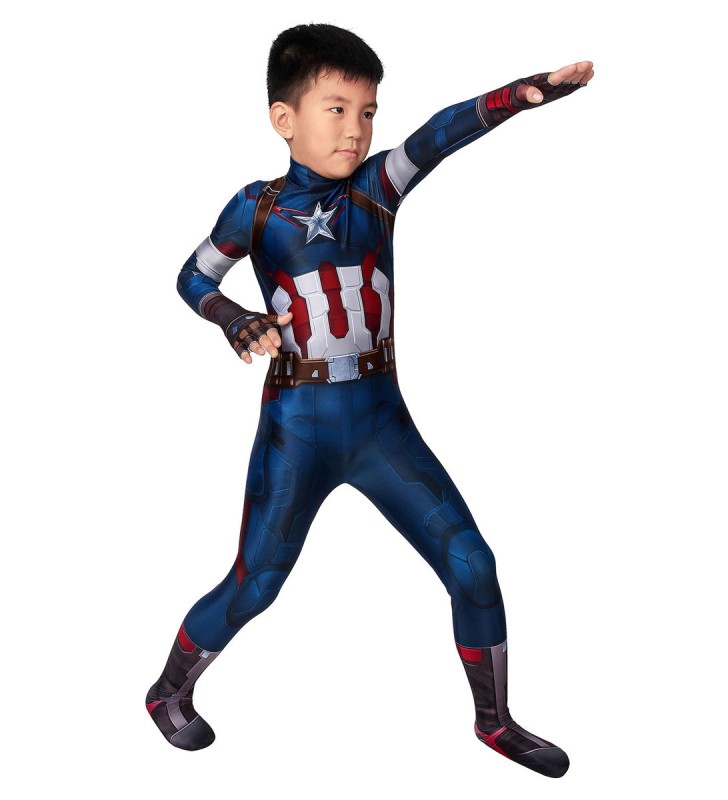 Captain America Costume Avengers Age Of Ultron Tuta Deep Blue Film Marvel Comics Costume per bambini Zentai Halloween