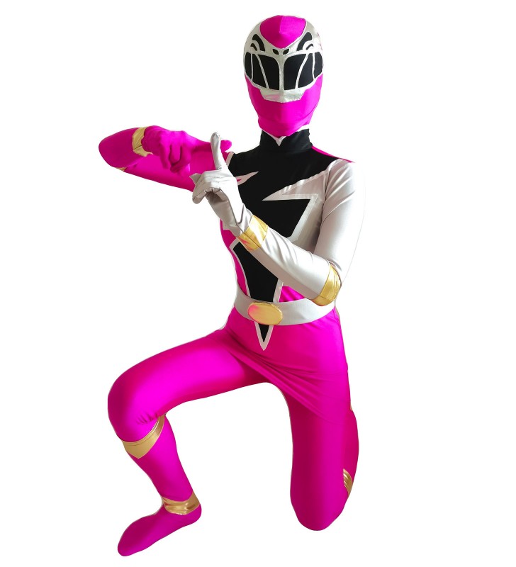 Power Rangers Pink Ninja Ranger Lycra Spandex TV Drama Set Costumi Cosplay Carnevale Halloween