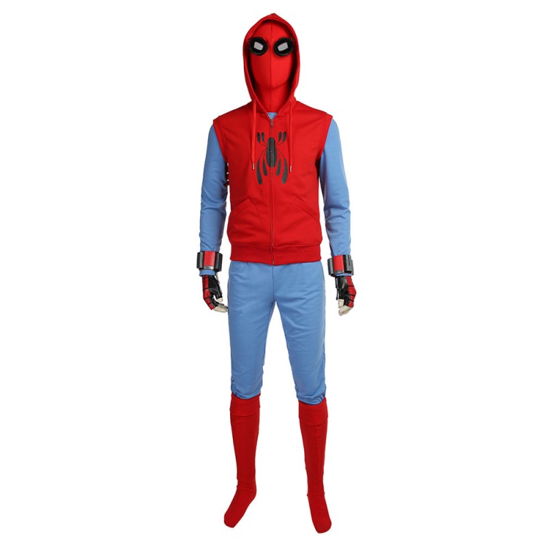 SpiderMan set cotone poliestere maglietta con scollo rotondoguanticalzepantaloniCappucciogilet Costumi Cosplay Carnevale Halloween