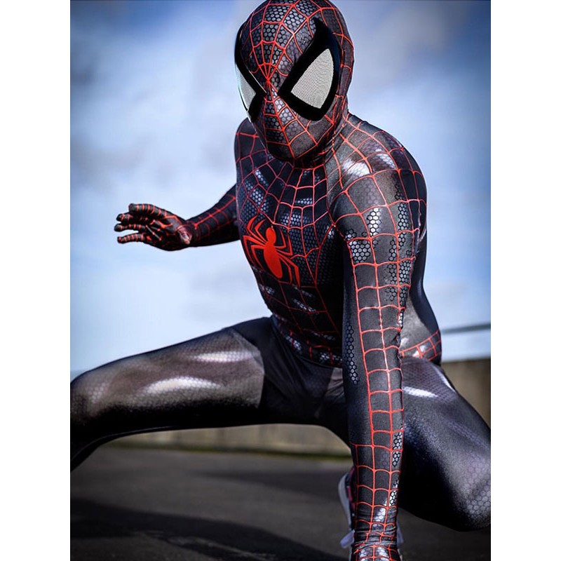 Spider Man Cosplay SpiderMan NERO con Red Line Cosplay Suit V2