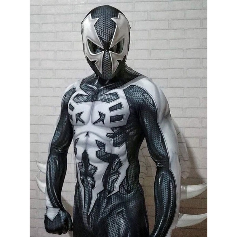 Spider Man Cosplay 2099 Abito cosplay in versione bianco e nero di SpiderMan Carnevale Halloween