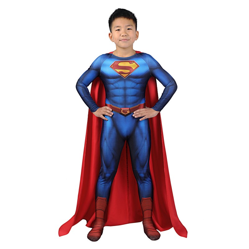 Superman Cosplay per bambini Royal Blue Lycra Spandex Full Body Zentai Carnevale