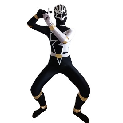 Mighty Morphin Power Rangers Nero Lycra Spandex Tuta Set Completo Costumi Cosplay Halloween