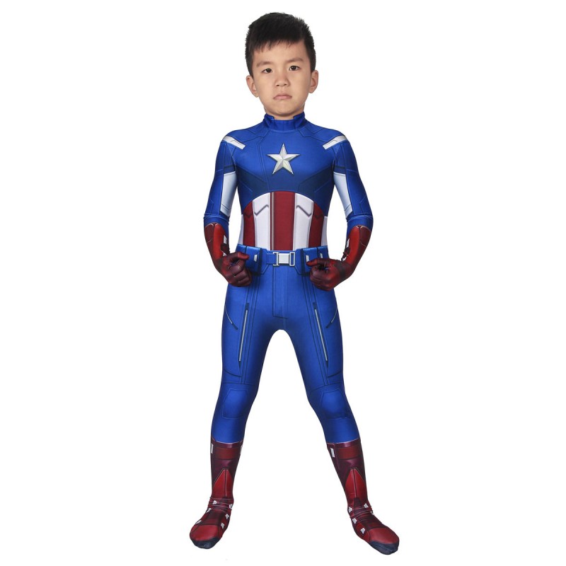 Tuta Cosplay Kid American Captain Zentai Steve Rogers Cosplay Carnevale Halloween