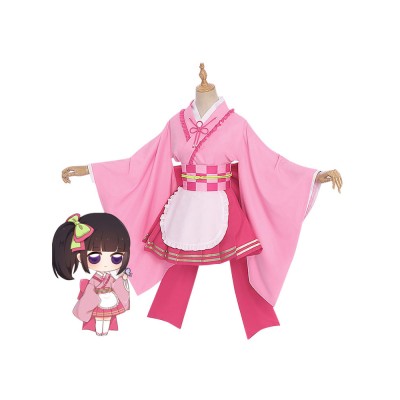 Demon Slayer: Kimetsu no Yaiba Tsuyuri Kanao Kimono rosa Cosplay Maid Dress Costume Halloween