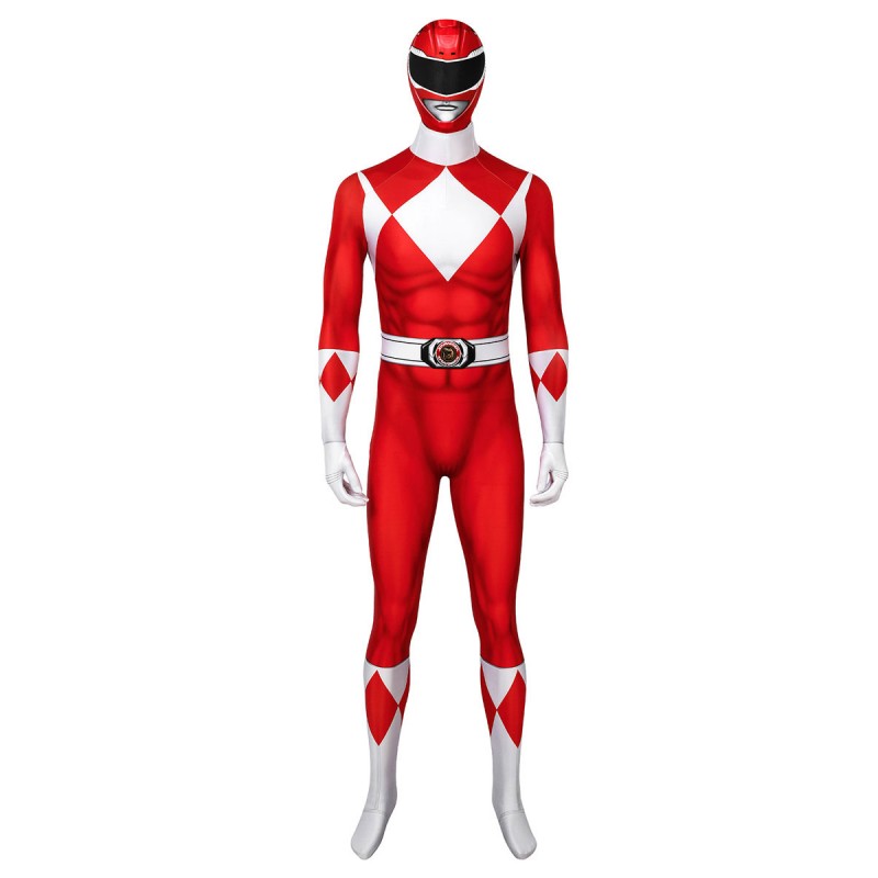 Mighty Morphin Power Rangers Red Ranger Zentai Tuta Costumi Cosplay Halloween