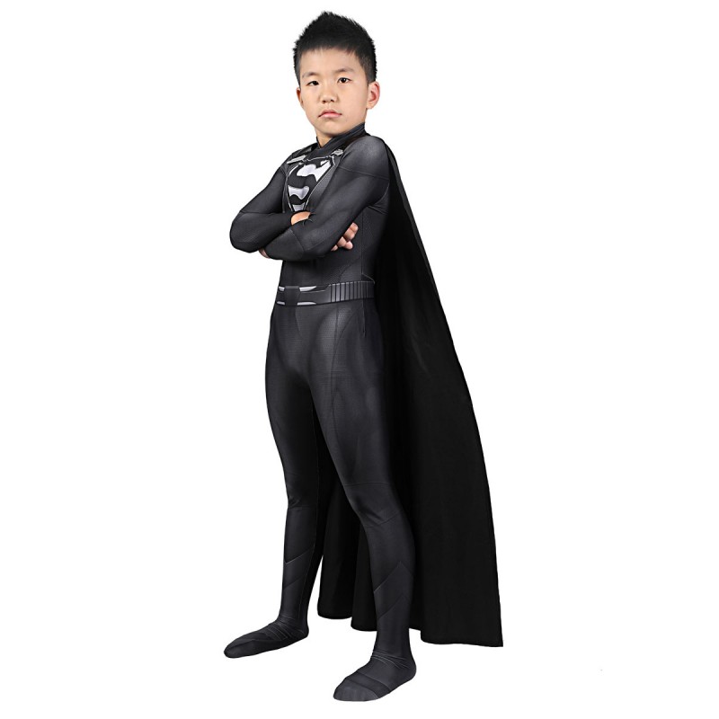 Superman crisi su infinite terrestre cosplay tuta per bambini supereroe costume nero lycra spandex full corpo collant custodini Zentai Carnevale Halloween
