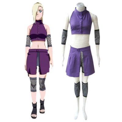 Costume Carnevale Naruto Shippuden Ino Yamanaka con pantaloncini e minigonna Costumi Cosplay Halloween