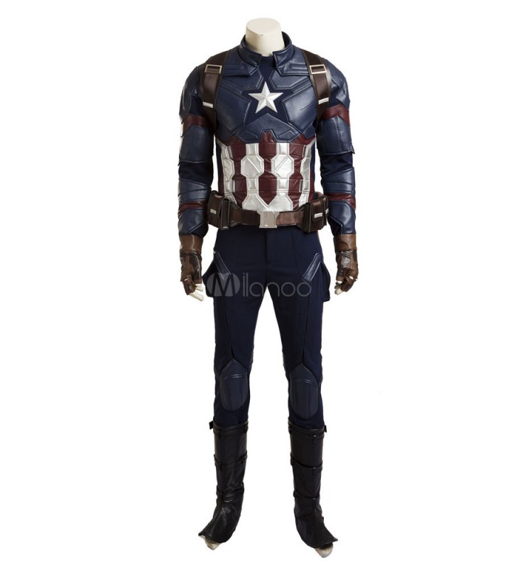 Captain America Film set lycra spandex armaturagiletcinturacopriscarpeintimoCappucciopantalonicintura Costumi Cosplay Carnevale Halloween