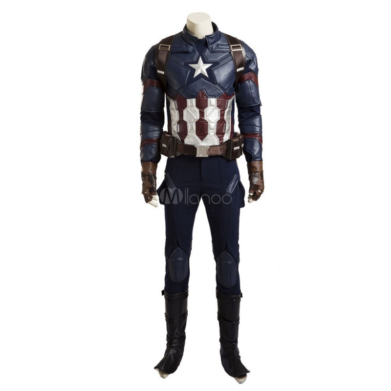 Captain America Film set lycra spandex armaturagiletcinturacopriscarpeintimoCappucciopantalonicintura Costumi Cosplay Carnevale Halloween