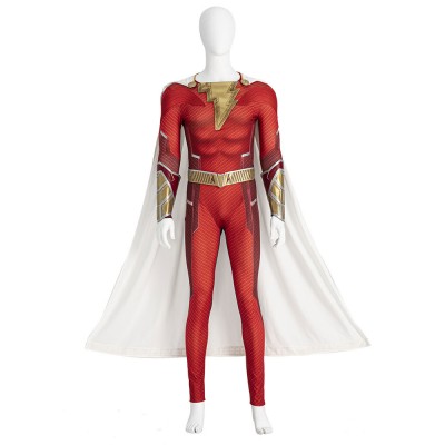 Shazam Red Poliestere Poliestere in ecopelle DC Comics Completo set completo Costumi Cosplay Carnevale