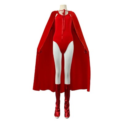 Dramma TV Marvel Comics Wanda Vision Scarlet Witch Wanda Mantello rosso Set completo Costumi Cosplay Carnevale Halloween