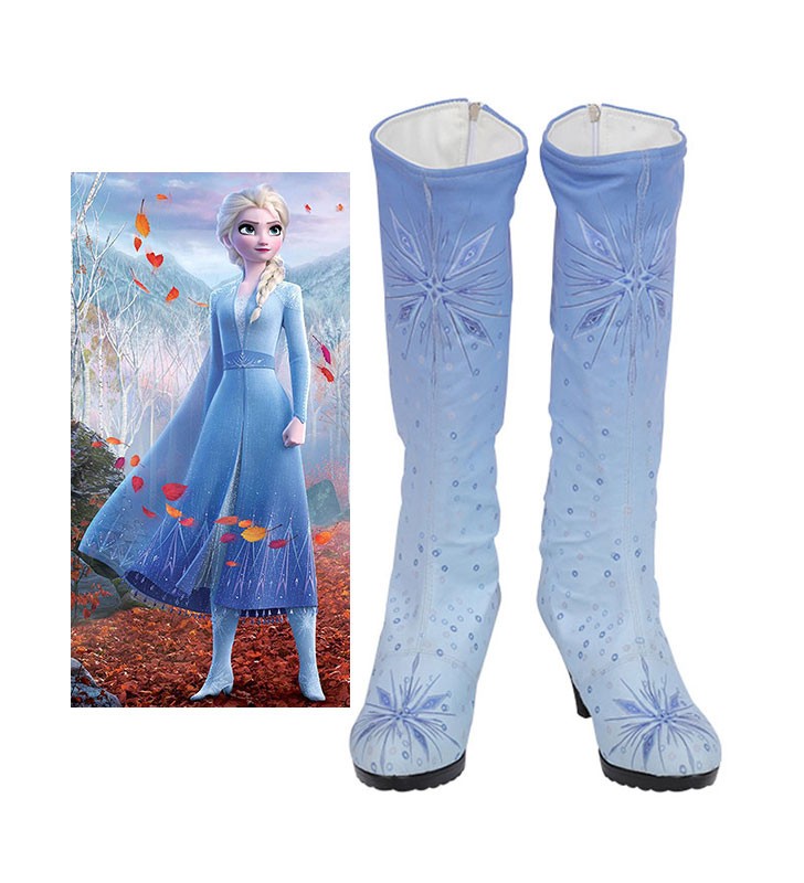 Costume Carnevale Scarpe cosplay con paillettes congelate Elsa per calzature Cosplay celeste Carnevale Halloween