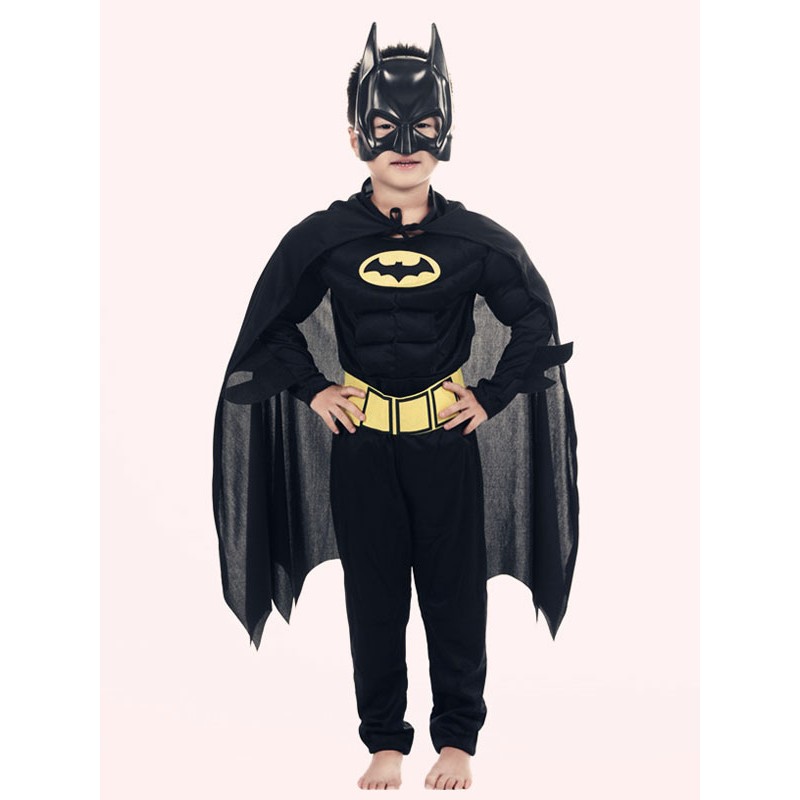 Costume per Bambini Costume di Batman 2023 Tute nere per bambini Vestito 4 pezzi Costume Carnevale Costume Halloween