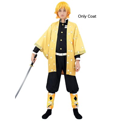 Demon Slayer Kimetsu No Yaiba Agatsuma Zenitsu Kimono Solo Anime Costumi Cosplay