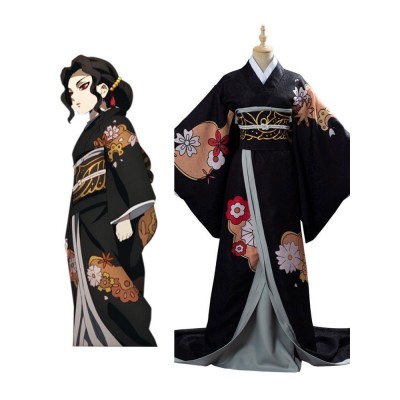 Costume Carnevale Demon Slayer: Kimetsu No Yaiba Cosplay Kibutsuji Muzan Versione femminile Kimono Costume Halloween